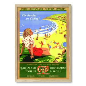Gold Coast Beaches Are Calling Vintage Travel Poster Print by Profile Australia, a Prints for sale on Style Sourcebook