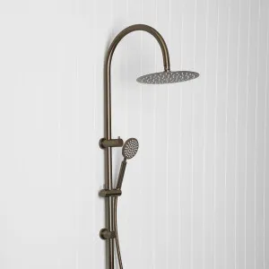 Gooseneck Combination Shower + Round Sprayer Antique Brass, Adjustable Handheld Sprayer, Diverter, for Bathroom, Antique Brass Finish, Yabby by Yabby, a Shower Heads & Mixers for sale on Style Sourcebook