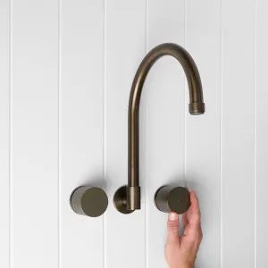 Melbourne Swivel Spout + Round Taps Antique Brass by Yabby, Wall-Mounted, Adjustable, Antique Brass Finish, Bathroom Accessories by Yabby, a Bathroom Taps & Mixers for sale on Style Sourcebook
