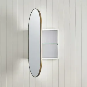 Oval Mirror Cabinet Antique Brass by Yabby, Wall-Mounted or Recessed, Adjustable Shelves, Antique Brass Bathroom Storage by Yabby, a Bathroom Storage Cabinets for sale on Style Sourcebook