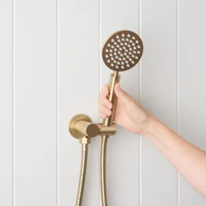 Round Shower Hose + Sprayer Brushed Brass by Yabby, Adjustable Angle, Hands-Free Experience, Brushed Brass Finish by Yabby, a Shower Heads & Mixers for sale on Style Sourcebook