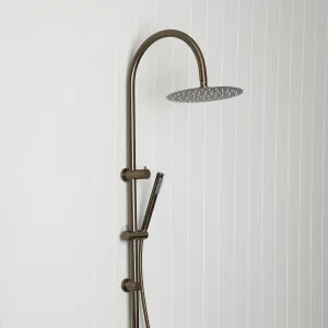 Gooseneck Combination Shower + Straight Sprayer Antique Brass, Adjustable Handheld Sprayer, Diverter, for Bathroom, Antique Brass Finish, Yabby by Yabby, a Shower Heads & Mixers for sale on Style Sourcebook