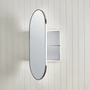 Oval Mirror Cabinet Stainless Steel by Yabby - Bathroom Storage with Adjustable Shelves and Dual Sided Mirrored Doors by Yabby, a Bathroom Storage Cabinets for sale on Style Sourcebook
