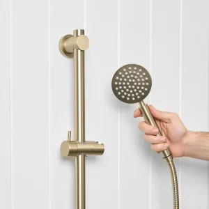 Round Hand Shower + Adjustable Rail in Warm Brushed Nickel by Yabby by Yabby, a Shower Heads & Mixers for sale on Style Sourcebook