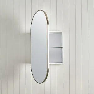 Oval Mirror Cabinet Warm Brushed Nickel by Yabby - Bathroom Storage with Adjustable Shelves and Dual Sided Mirrored Doors by Yabby, a Bathroom Storage Cabinets for sale on Style Sourcebook