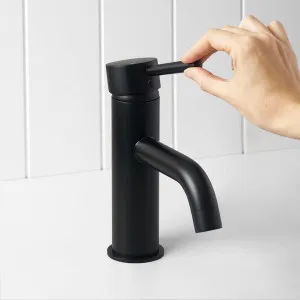 Sydney Short Basin Mixer Matte Black by Yabby, Compact Stainless Steel, Matte Black Finish by Yabby, a Bathroom Taps & Mixers for sale on Style Sourcebook