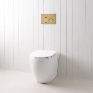 Curved In-Wall Toilet With Round Warm Brushed Nickel Buttons for Yabby by Yabby, a Toilets & Bidets for sale on Style Sourcebook