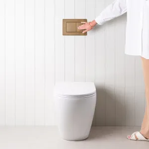 Curved In-Wall Toilet With Rectangle Antique Brass Buttons for Bathroom, Yabby by Yabby, a Toilets & Bidets for sale on Style Sourcebook