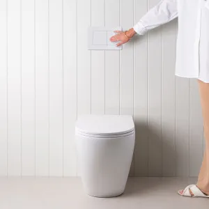 Curved In-Wall Toilet With Rectangle Matte White Buttons for Bathroom, Yabby Brand by Yabby, a Toilets & Bidets for sale on Style Sourcebook