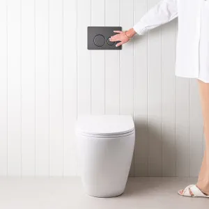 Curved In-Wall Toilet With Round Matte Black Buttons for Yabby by Yabby, a Toilets & Bidets for sale on Style Sourcebook