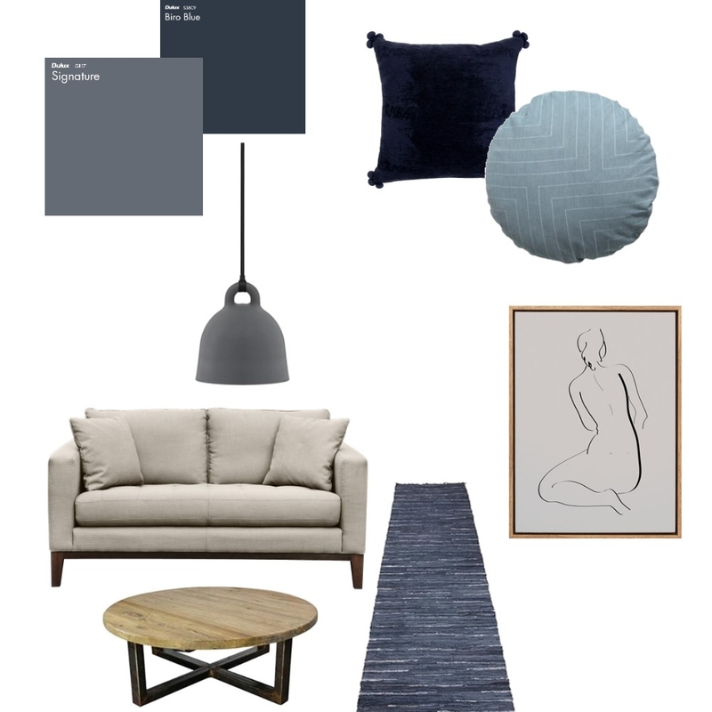 Moody Blue Living Mood Board by spiceandoak on Style Sourcebook