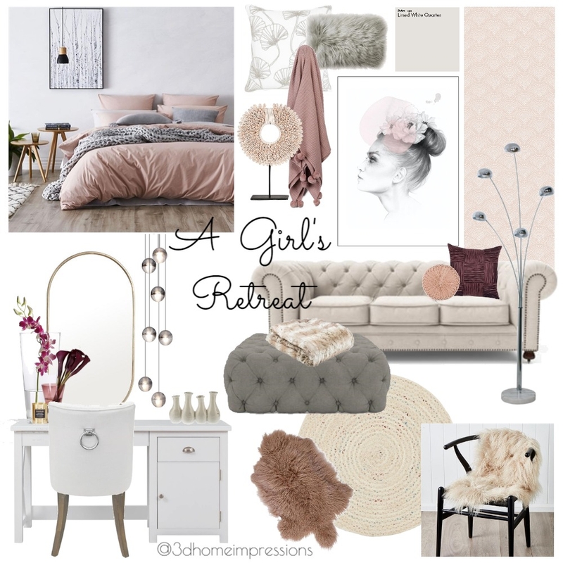 A Girl's Retreat Mood Board by 3D Home Impressions on Style Sourcebook
