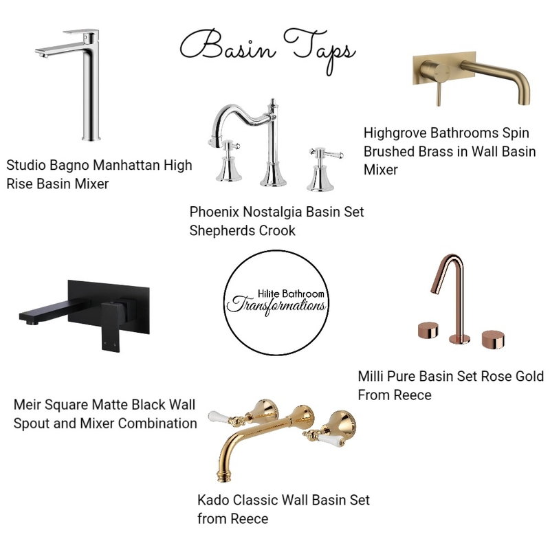 Bathroom Tapware Interior Design Mood Board by Hilite Bathrooms