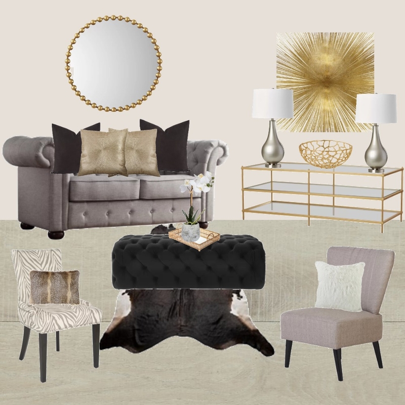 Stylish Living Room Interior Design Mood Board by theglam