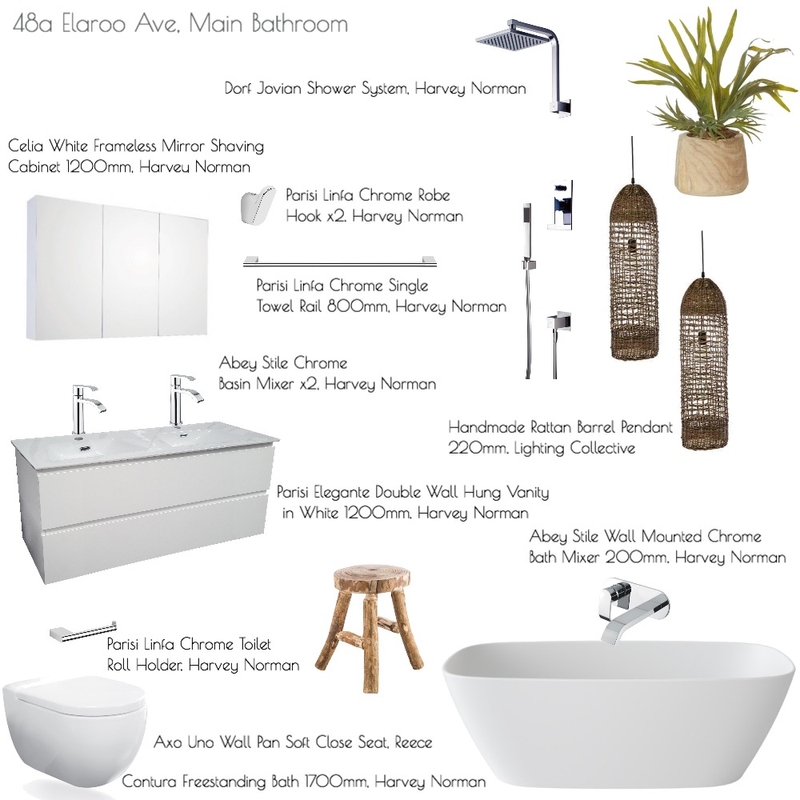 48a Elaroo Ave, Main Bathroom Mood Board by Design Divine Interiors on Style Sourcebook
