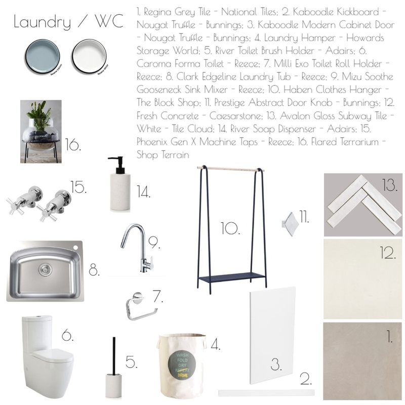 Laundry / WC Sample Board Mood Board by Bronwyn on Style Sourcebook