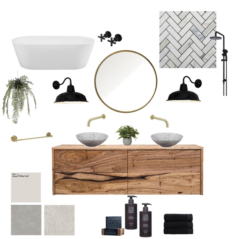 Modern + Masculine bathroom Mood Board by Arobison on Style Sourcebook