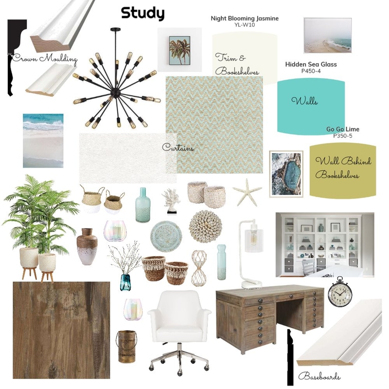 Rustic Beach Study Interior Design Mood Board by LesliePelonero