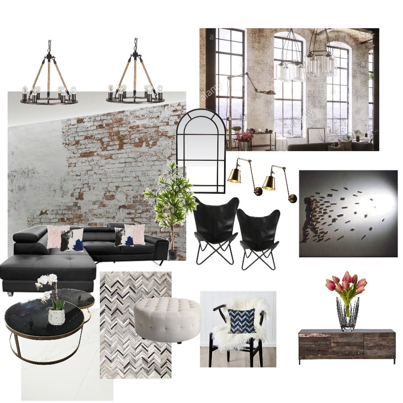 black and white industrial lounge Mood Board by glynis on Style Sourcebook