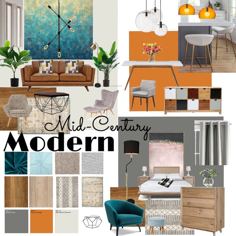 Mid-century Modern Interior Design Mood Board by Sketchen Mid-century Modern Interior Design Mood Board by Sketchen