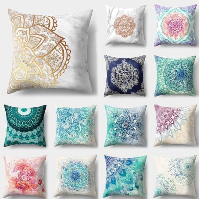Mandala Pattern Blue Polyester Throw Pillow Mood Board by accentpillowcasebaby on Style Sourcebook
