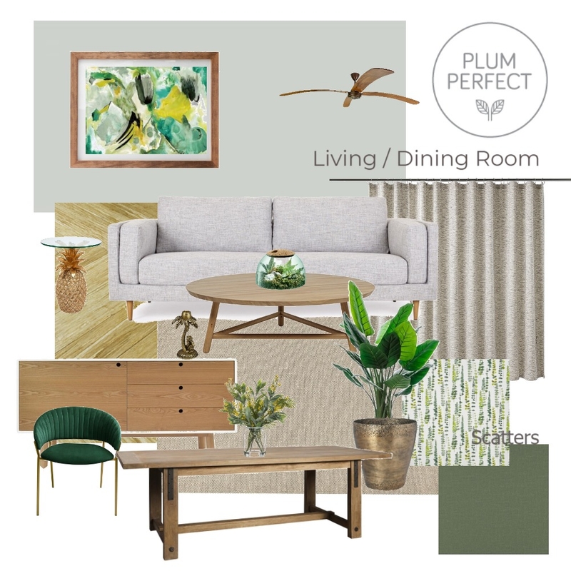 Assignment 9 - Living / Dining  Room Interior Design Mood Board by plumperfectinteriors