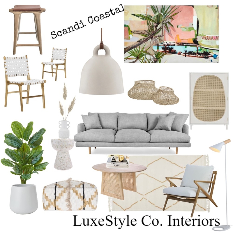 Scandi Coastal Leather Interior Design Mood Board by Luxe Style Co. Scandi Coastal Leather Interior Design Mood Board by Luxe Style Co.