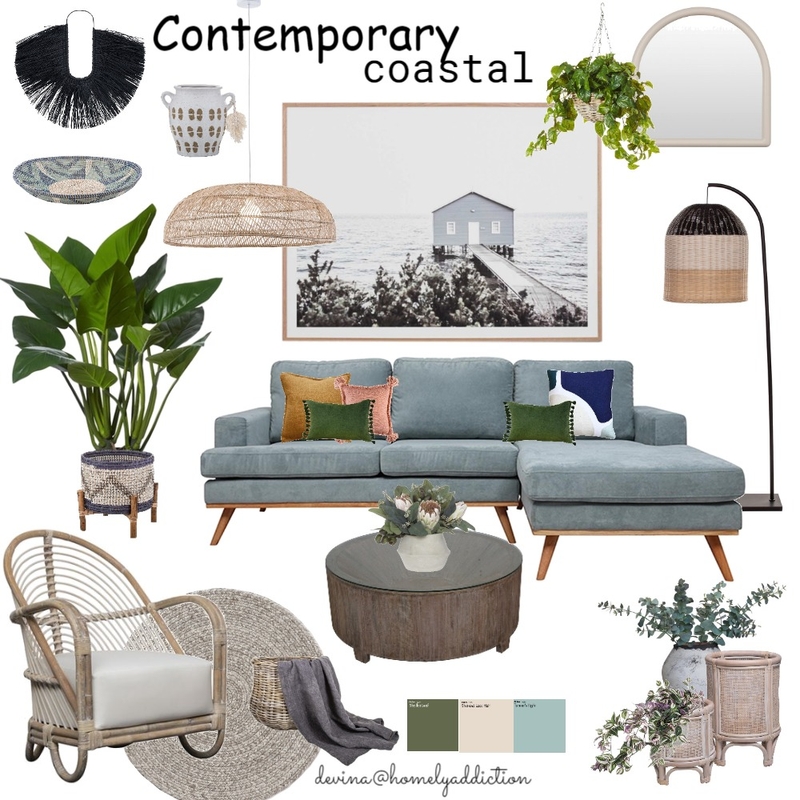 Coastal contemporary Interior Design Mood Board by HomelyAddiction