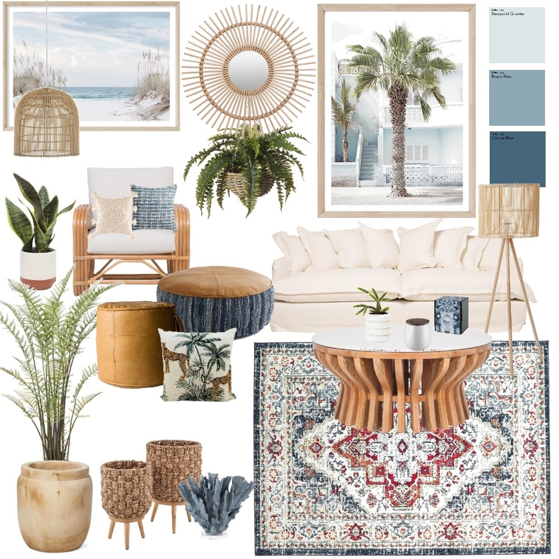 Boho blues Interior Design Mood Board by @ourleafyabode Boho blues Interior Design Mood Board by @ourleafyabode