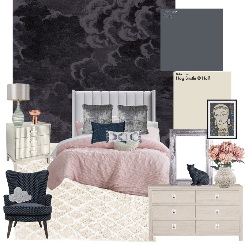 Moody Bedroom Interior Design Mood Board by Whippetgood1