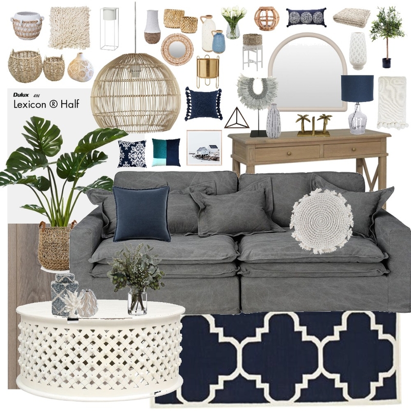 Blue living room Interior Design Mood Board by kristens