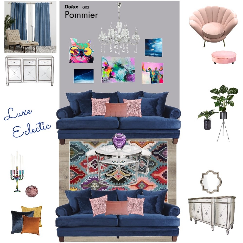 Luxe Eclectic Interior Design Mood Board by njparker@live.com.au