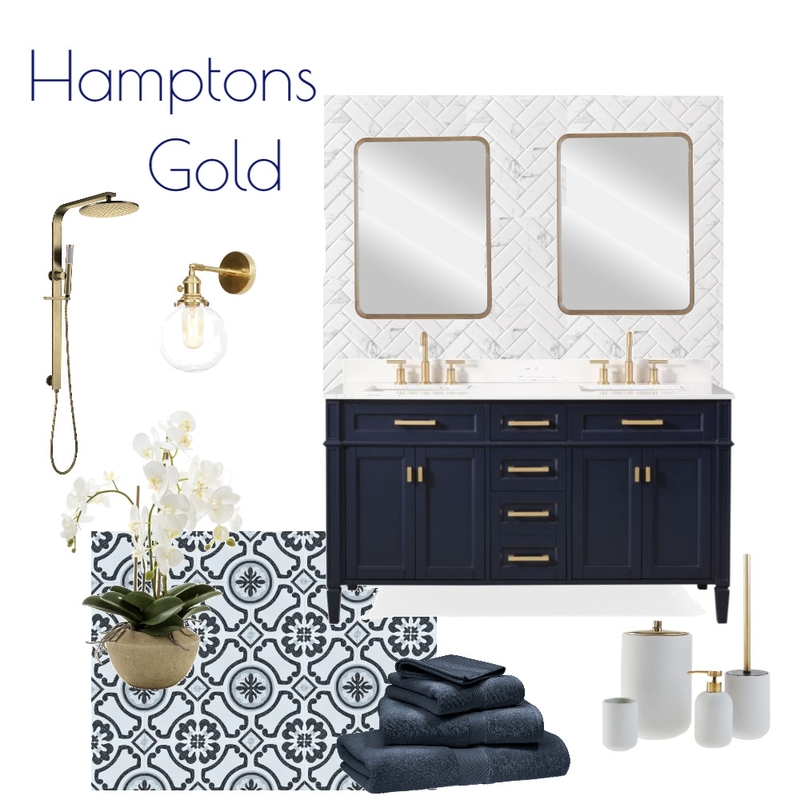 Hamptons Gold Ensuite Mood Board by Kohesive on Style Sourcebook