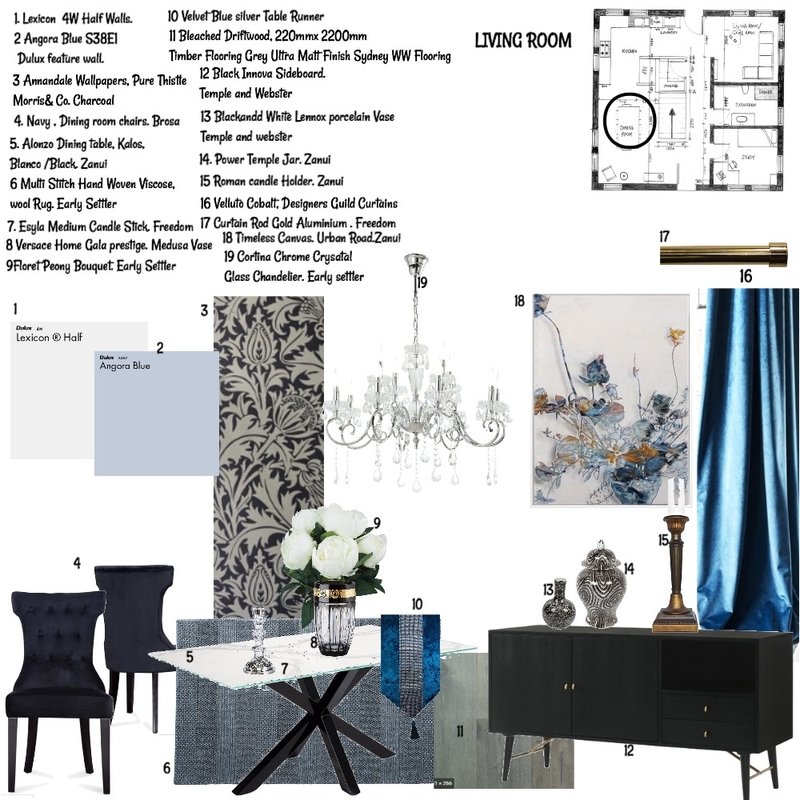 Dining Room Interior Design Mood Board by Balazs Interiors