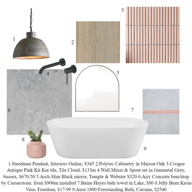 Pink + Grey Matte Bathroom 2 Mood Board by mooloolaba_lifestyle on Style Sourcebook