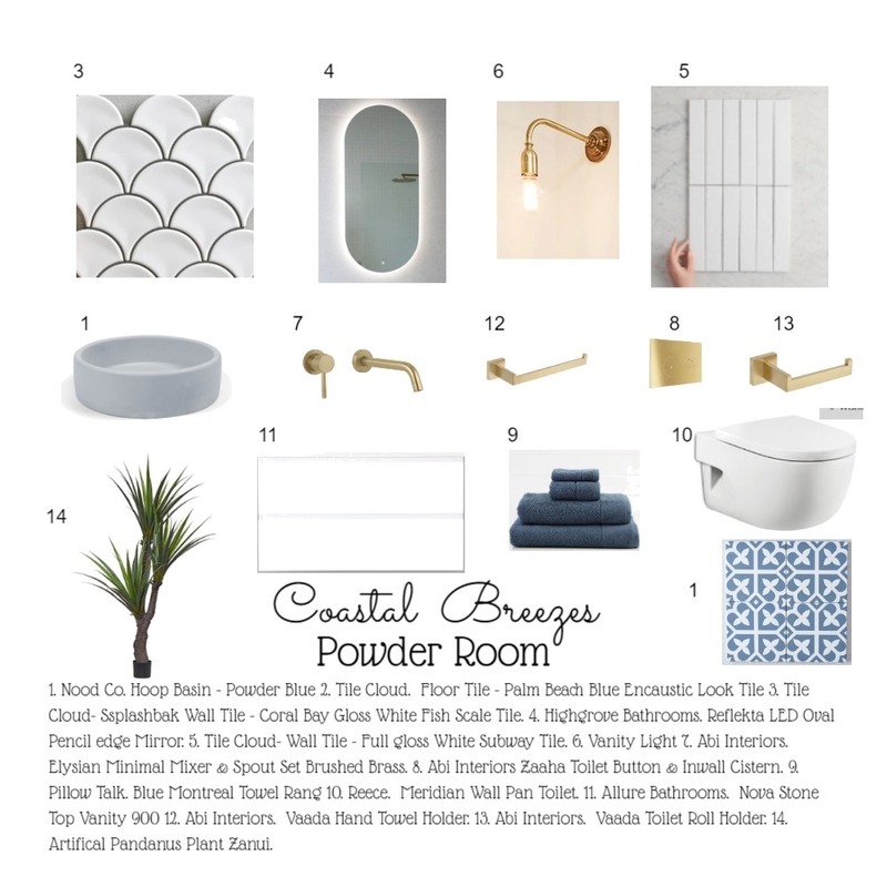 Coastal Sea Breezes Powder Room Mood Board by leoniemh on Style Sourcebook