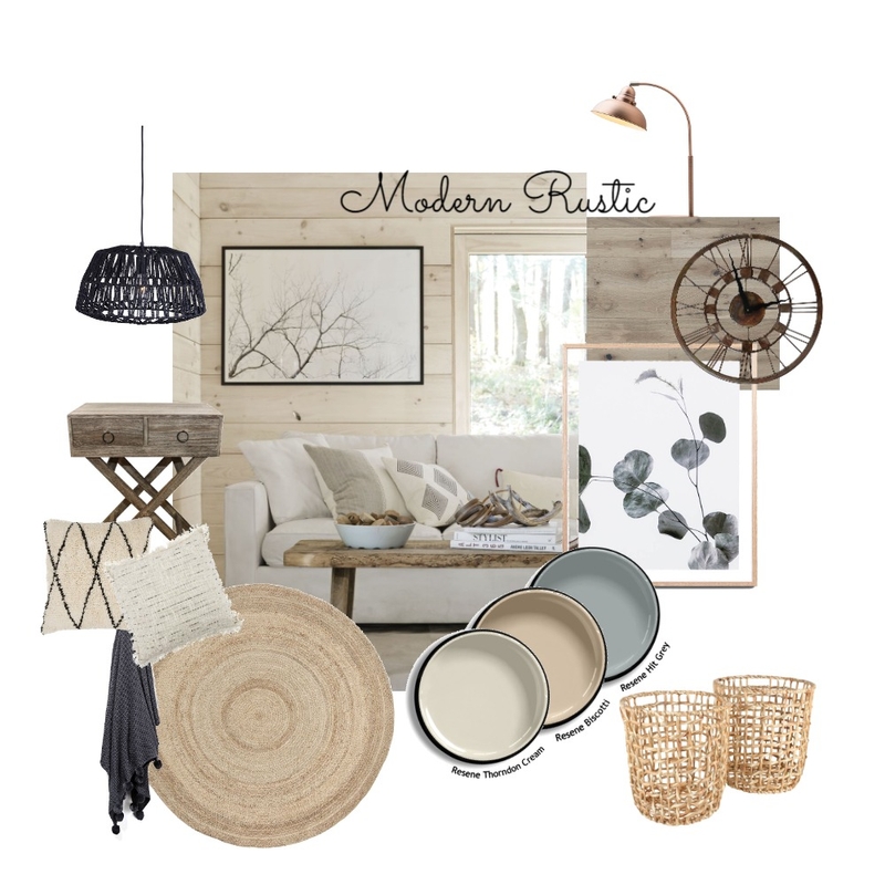 Modern Rustic Interior Design Mood Board by Walnut
