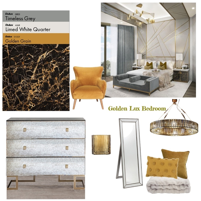 Golden Lux bedroom Mood Board by chanaanfisa on Style Sourcebook