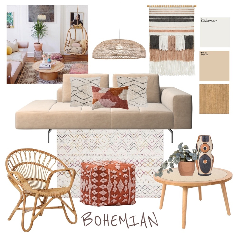 Boho One Interior Design Mood Board by nicolehawkins
