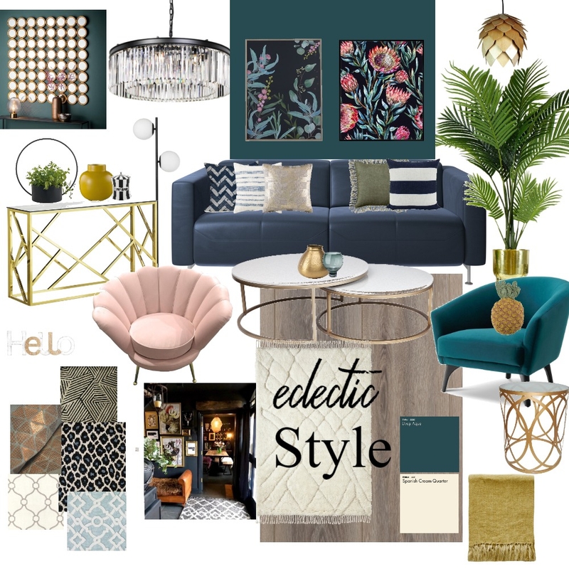 Eclectic Interior Design Mood Board by BlueOrange Interiors