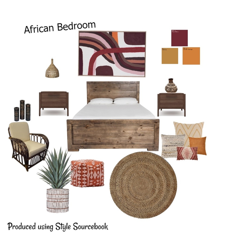 African Bedroom Interior Design Mood Board by whytedesignstudio