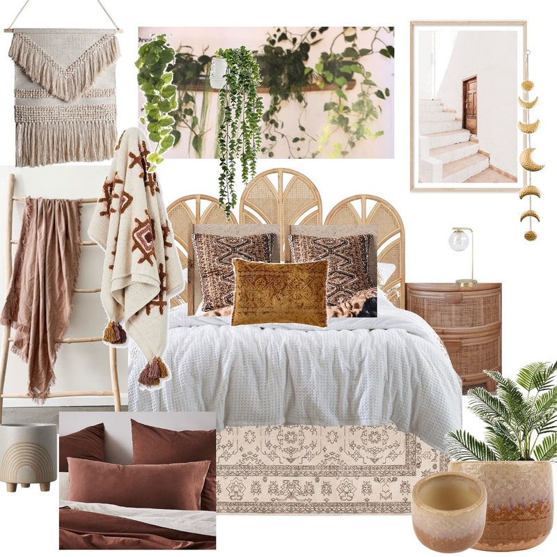 Boho bedroom Interior Design Mood Board by Rhiannon Lee, Atelier Intelligence Co Pty Ltd