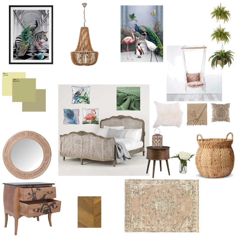 bohemian bedroom module 3 Interior Design Mood Board by marie blanchfield