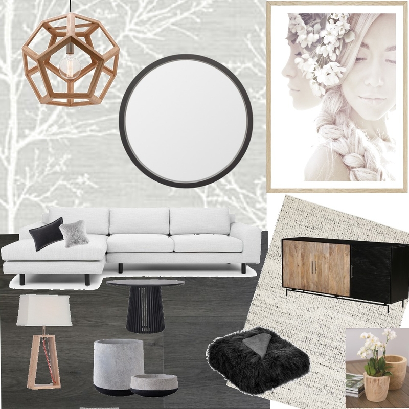 Timber accented achromatic Interior Design Mood Board by Style by Sisters