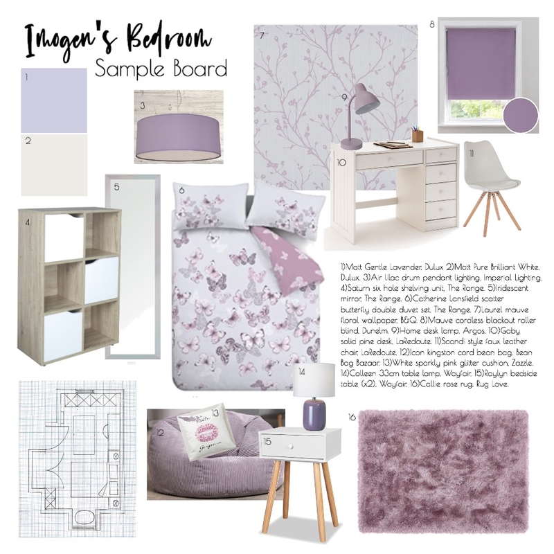 Imogen's Bedroom - Sample Board Mood Board by Nicola on Style Sourcebook