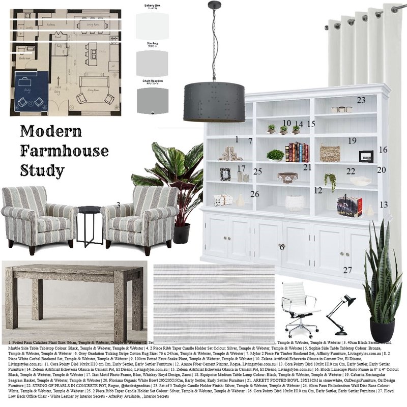 modern farmhouse study Mood Board by mambro on Style Sourcebook