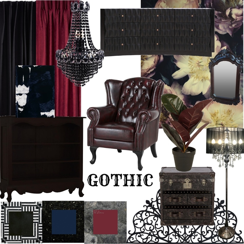 Gothic Interior Design Mood Board by KS Gothic Interior Design Mood Board by KS