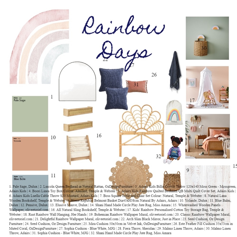Rainbow Days Mood Board by Brooklyn Interior Design on Style Sourcebook