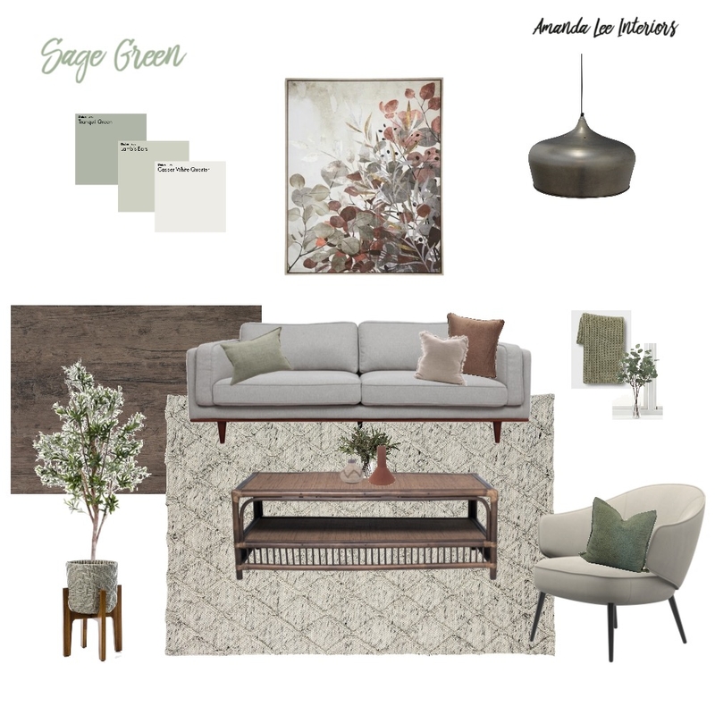 Sage Green Moodboard Interior Design Mood Board by Amanda Lee Interiors