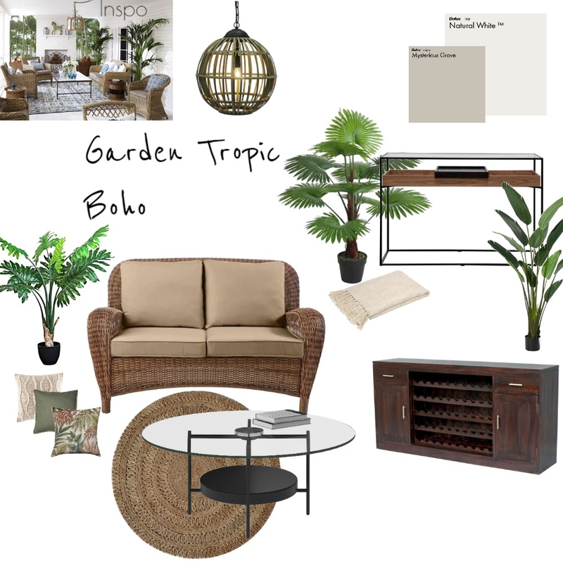 Garden Tropic Boho Interior Design Mood Board by SydneyFranke